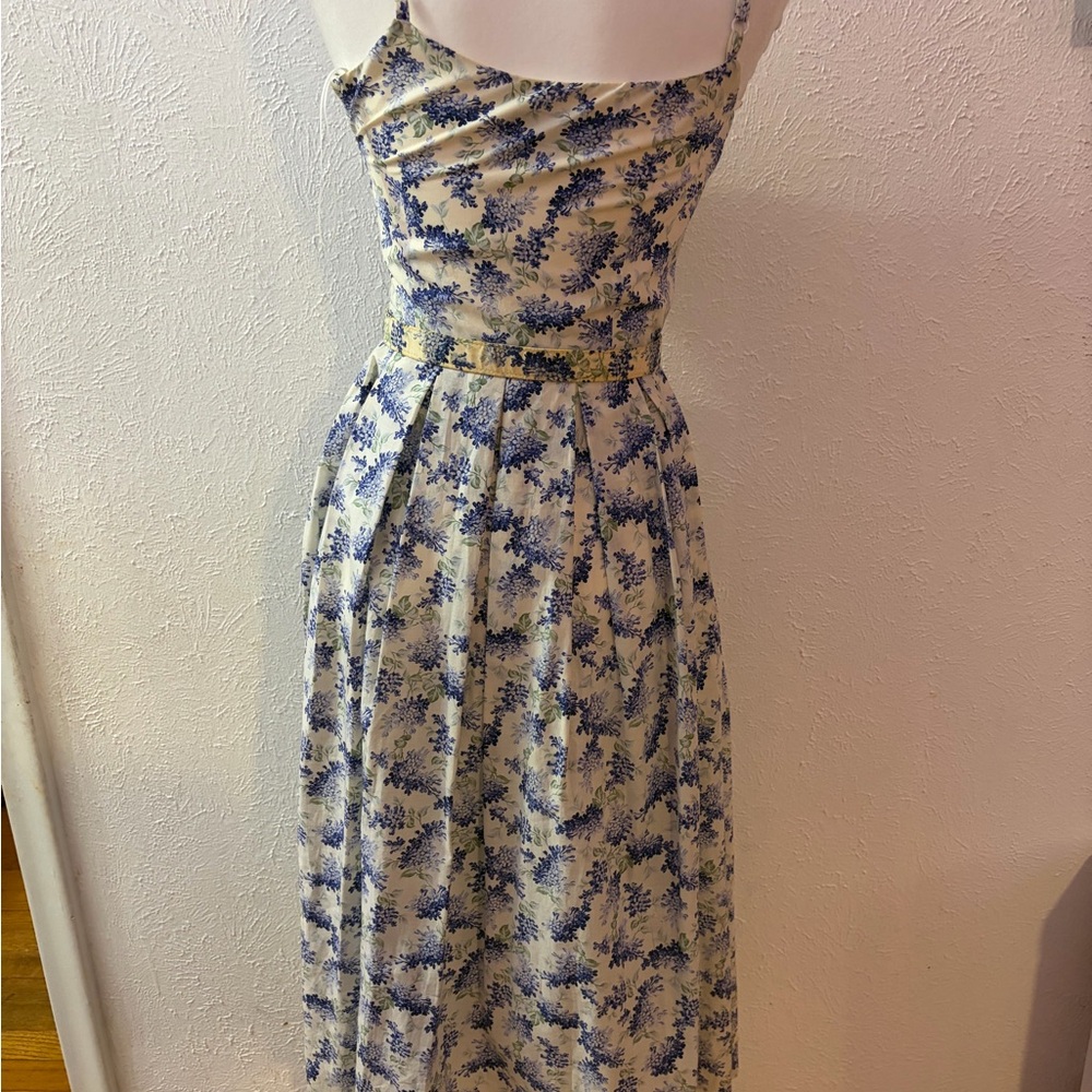 VTG A.B.S. by Allen Schwartz Floral Midi Dress - Lilac/Blue - Size 2 - Picture 2 of 6